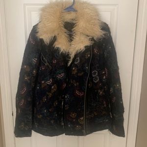 Free people tapestry jacket faux fur